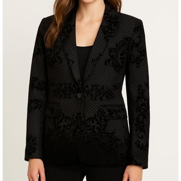 Nanette Lepore Black Brocade Velvet jacket blazer medium NWT - Picture 1 of 10